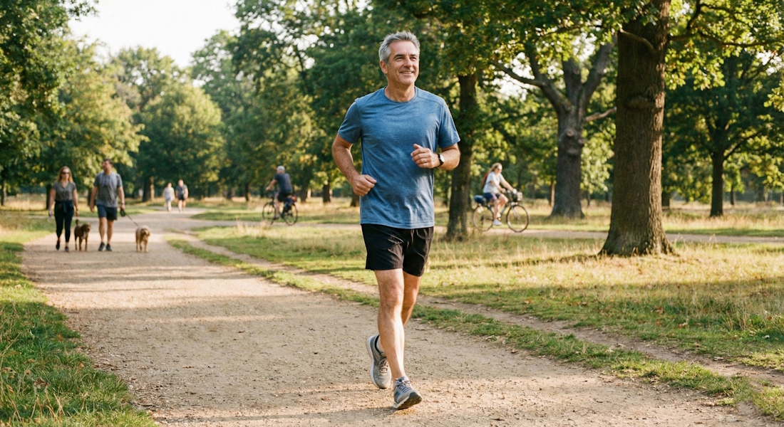 Mężczyzna uprawiający jogging w parku